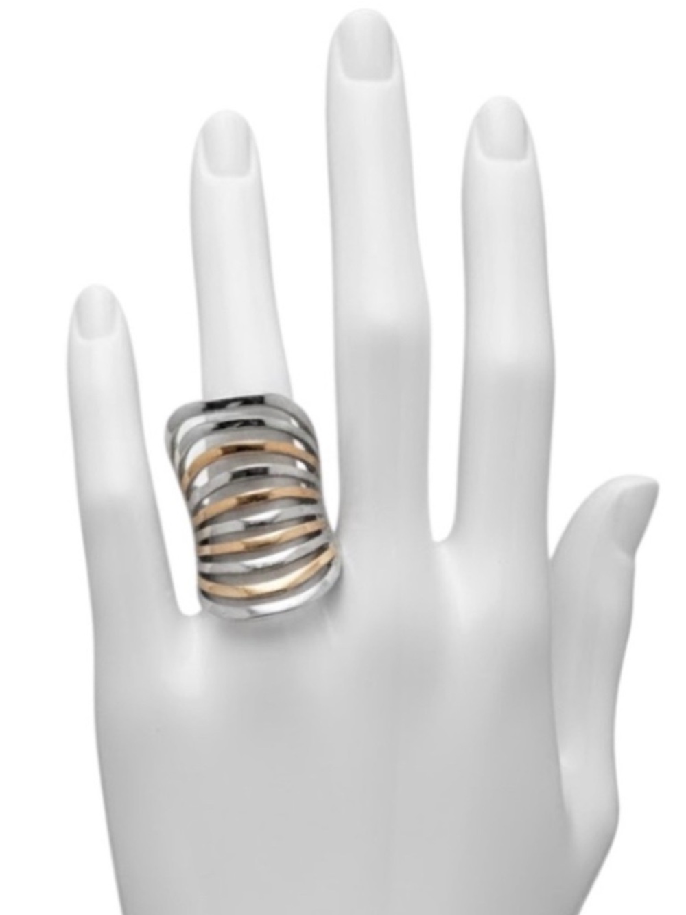 Stainless Steel Two-Tone Freeform Ring (NWT) (Size: 6) - Picture 9 of 12